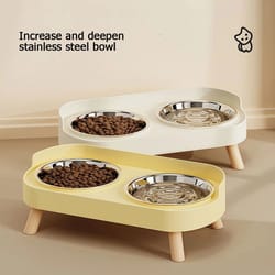elevated ceramic cat bowls double set with anti tip neck care design