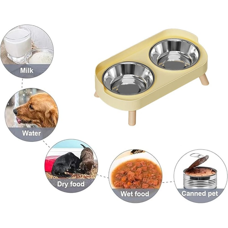 Elevated Ceramic Cat Bowls Double Set With Anti Tip Neck Care Design 8