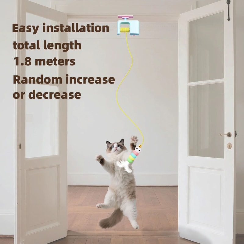 Rechargeable Interactive Flying Bird Cat Toy With Hanging Door Design 6