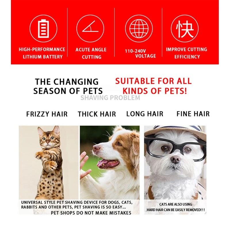 Rechargeable Electric Pet Grooming Clipper Kit For Dogs And Cats 7