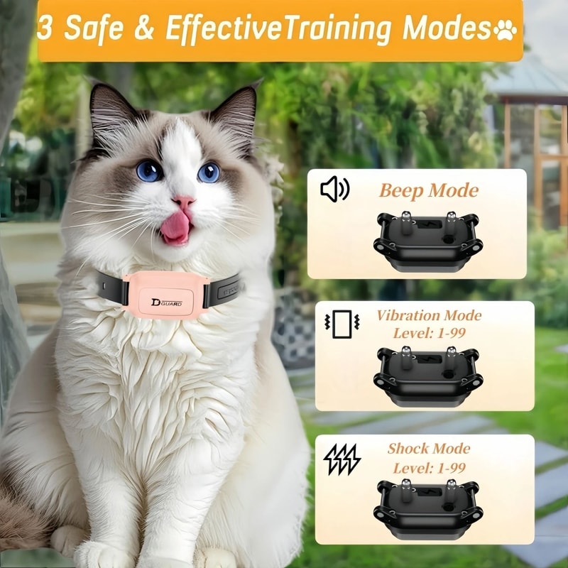 Remote Cat Training Collar With Adjustable Modes And Long Range Control 7