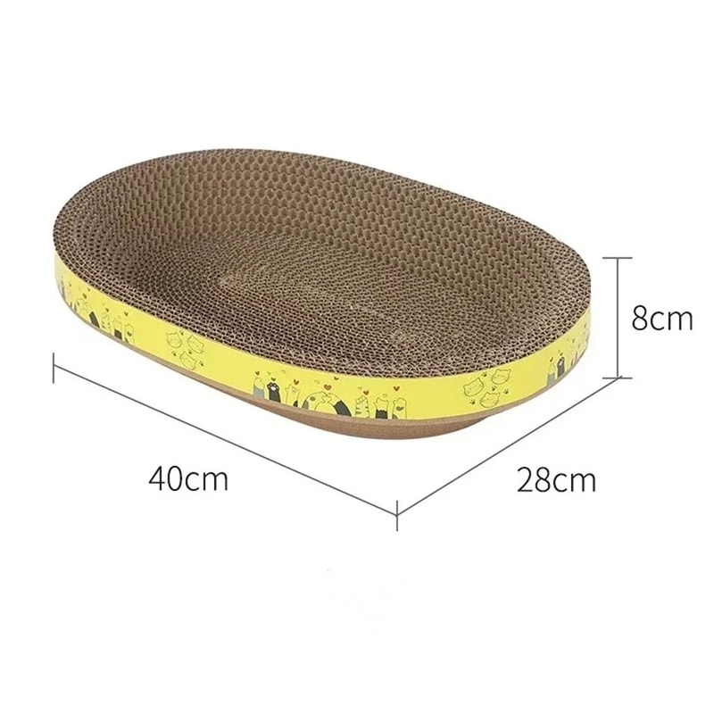 Oval Corrugated Cat Scratching Board And Lounge Bed For Indoor Cats 3