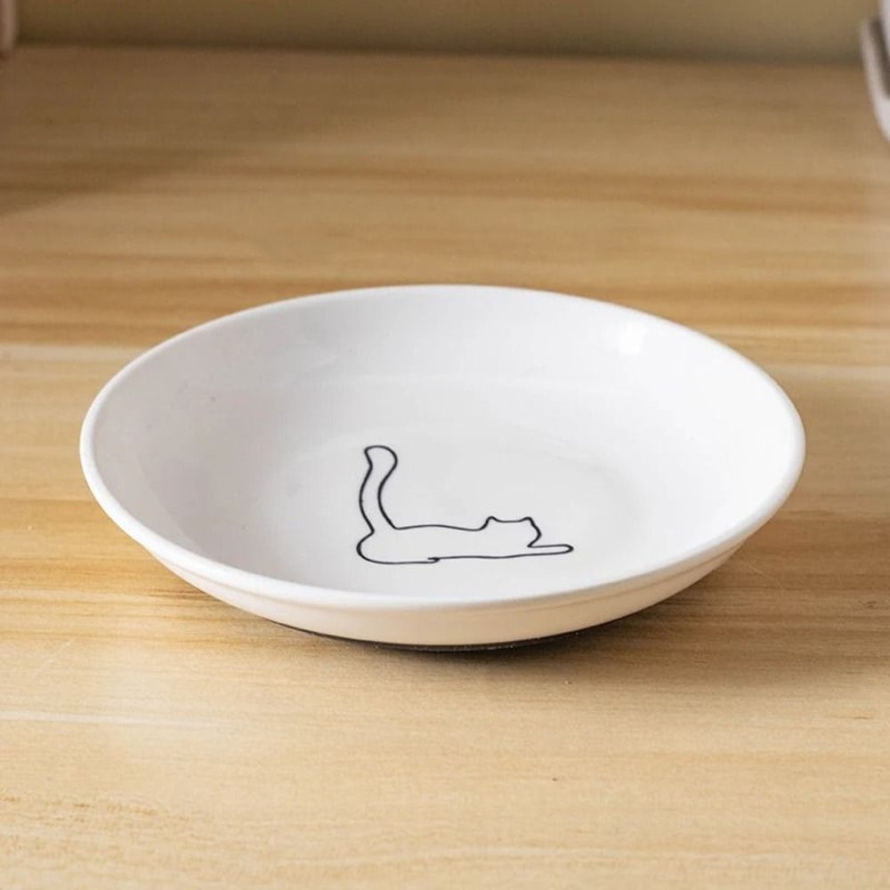 Ceramic Cat Snack Bowl With Silicone Anti Slip Pad For Food And Water 1