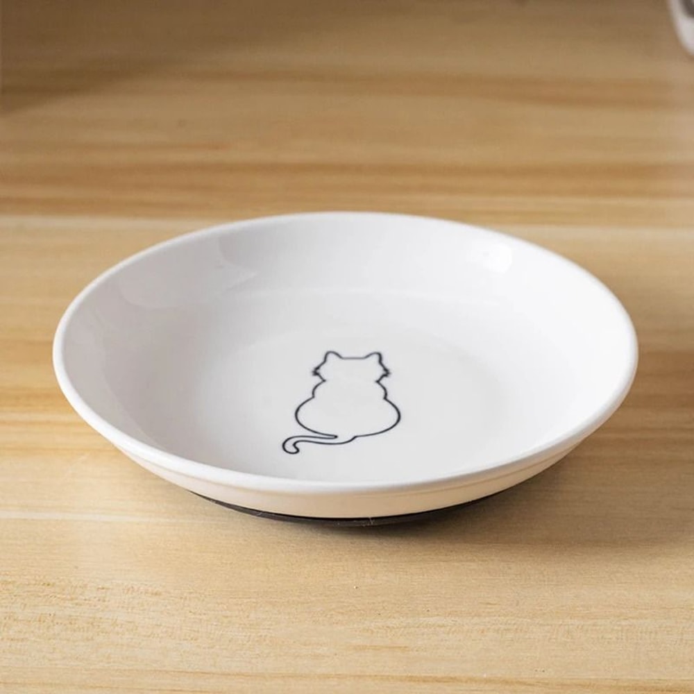 Ceramic Cat Snack Bowl With Silicone Anti Slip Pad For Food And Water 2