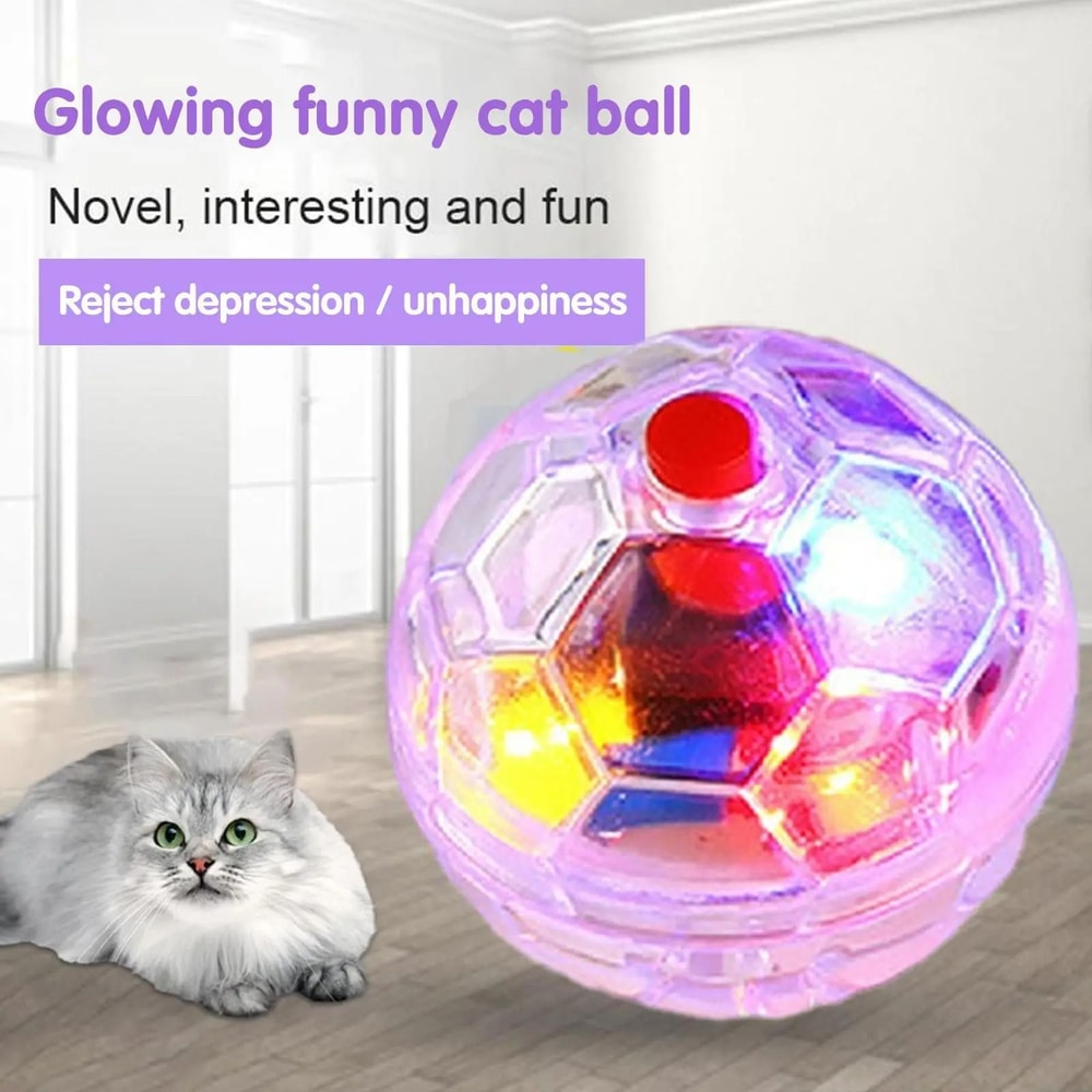 Cat Motion Activated LED Flash Ball Interactive Pet Toy Set 3