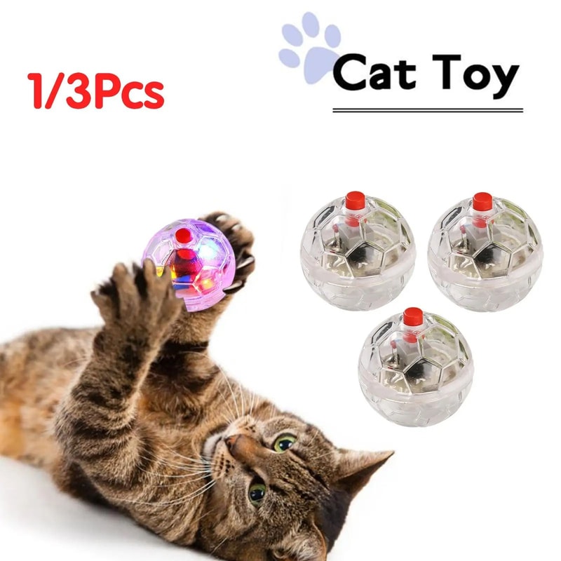 Cat Motion Activated LED Flash Ball Interactive Pet Toy Set 7