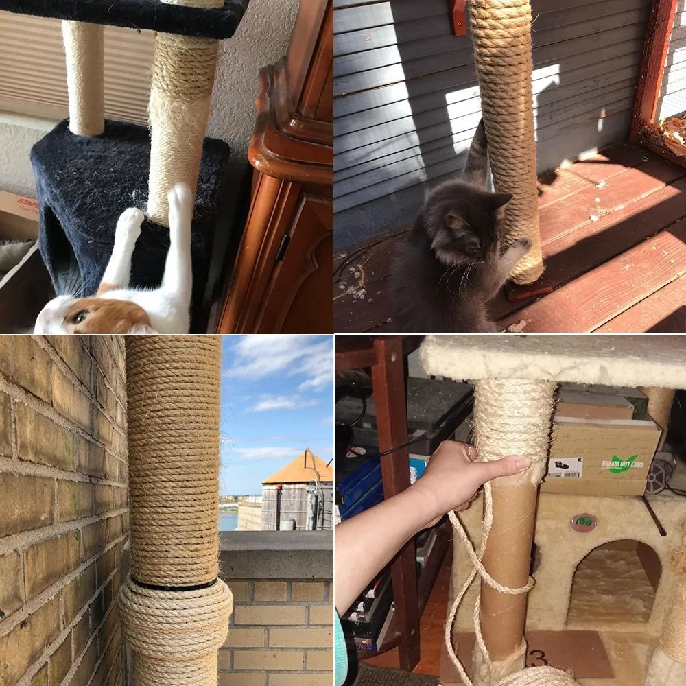 Natural Jute Rope Cat Scratcher Replacement For Cat Trees 6