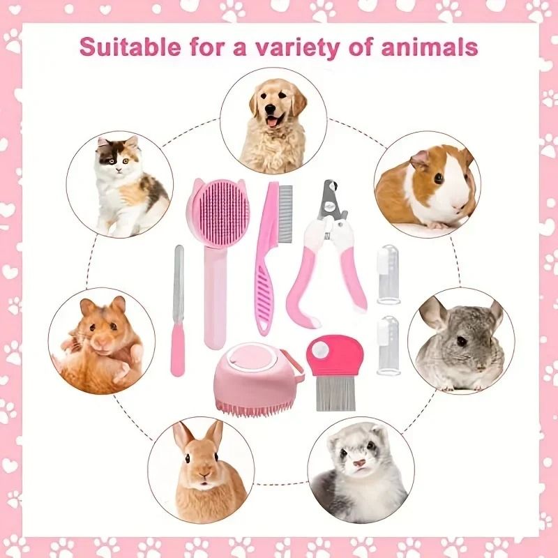 8 Piece Pet Grooming Kit With Self Cleaning Cat Brush And Nail Clippers 5