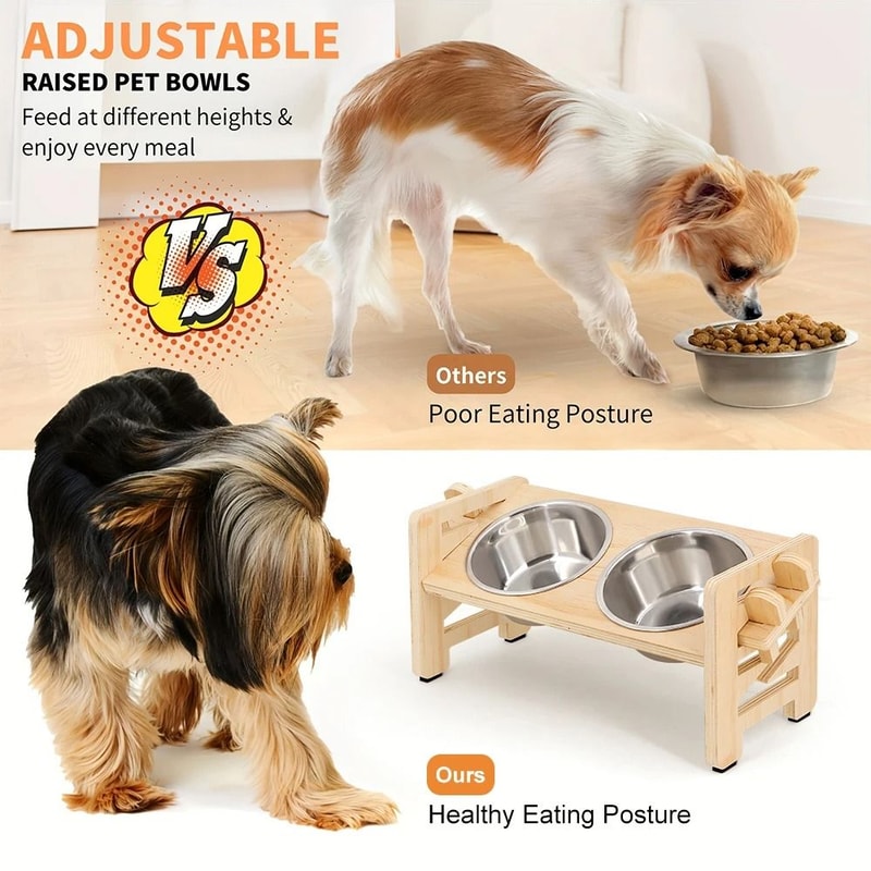 Adjustable Elevated Cat Bowl Stand With Silicone Feeding Mat 6