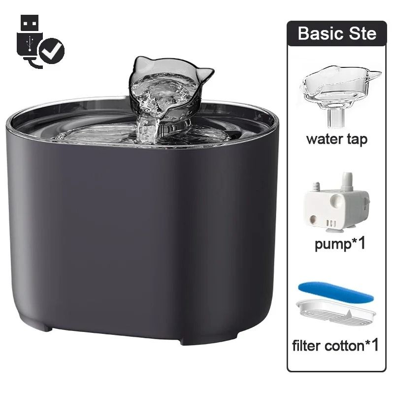 USB Automatic Cat Water Fountain With Quiet Recirculating Filter 12