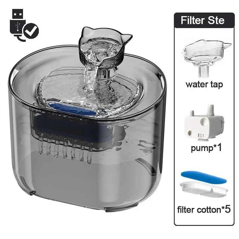 USB Automatic Cat Water Fountain With Quiet Recirculating Filter 8