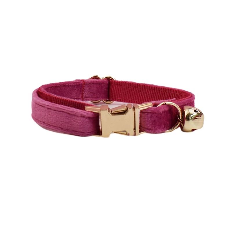 Personalized Velvet Cat Collar With Name Engraving And Bell 19