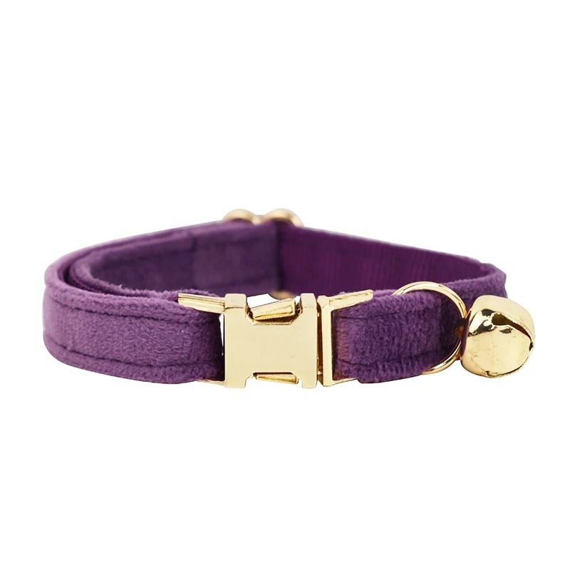 Personalized Velvet Cat Collar With Name Engraving And Bell 26