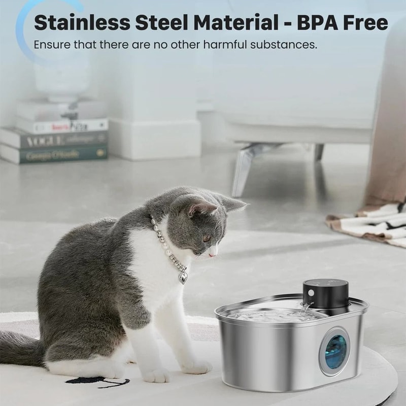 108oz Automatic Pet Water Fountain Stainless Steel Wireless Cat And Dog Drinking Fountain 12