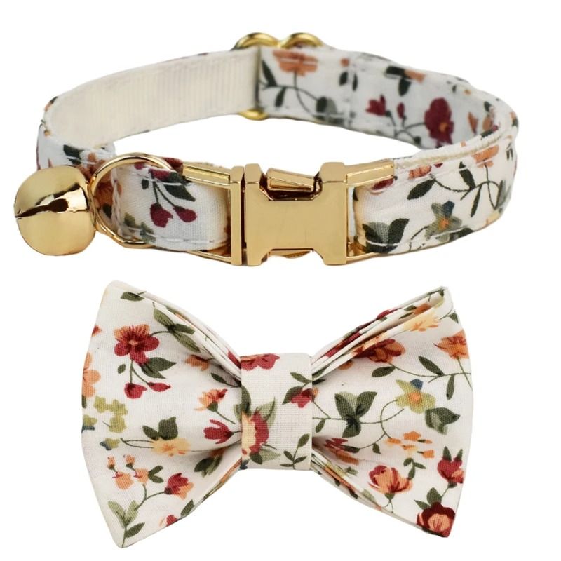 Personalized Cat Collar With Bowknot Adjustable Soft Safety Pet Collar 12