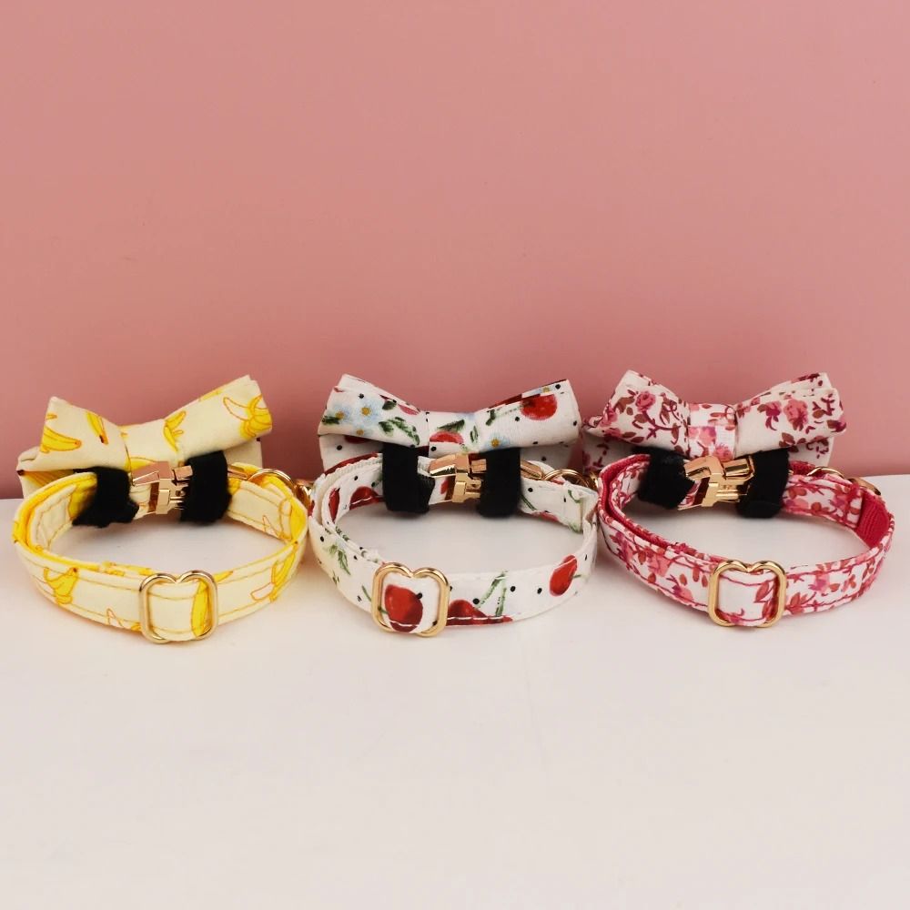 Personalized Cat Collar With Bowknot Adjustable Soft Safety Pet Collar 17