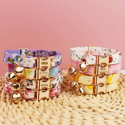 Personalized Cat Collar with Bowknot Adjustable Soft Safety Pet Collar