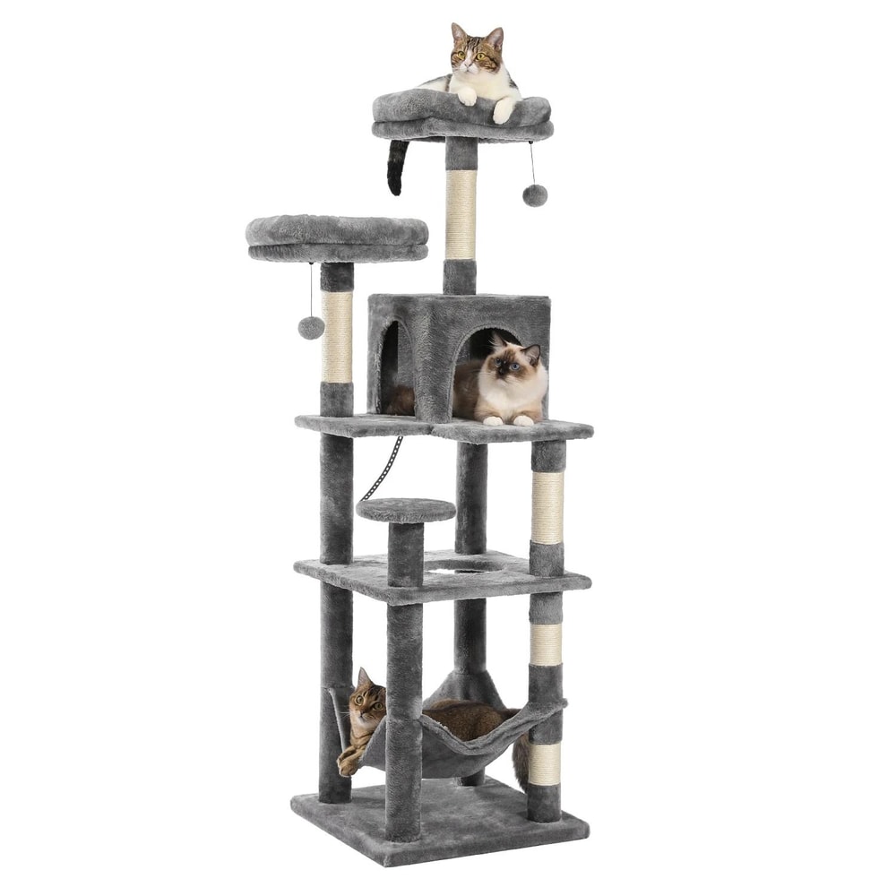 Multi Level Cat Tree Tower With Hammock And Scratching Posts For Indoor Cats 5