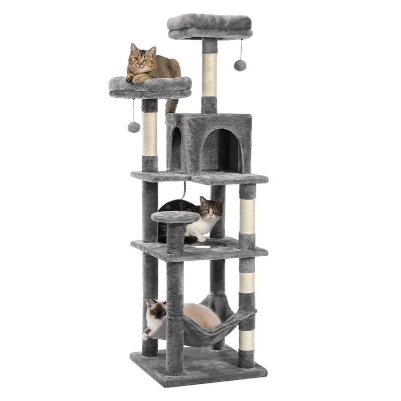 Multi Level Cat Tree Tower With Hammock And Scratching Posts For Indoor Cats 2