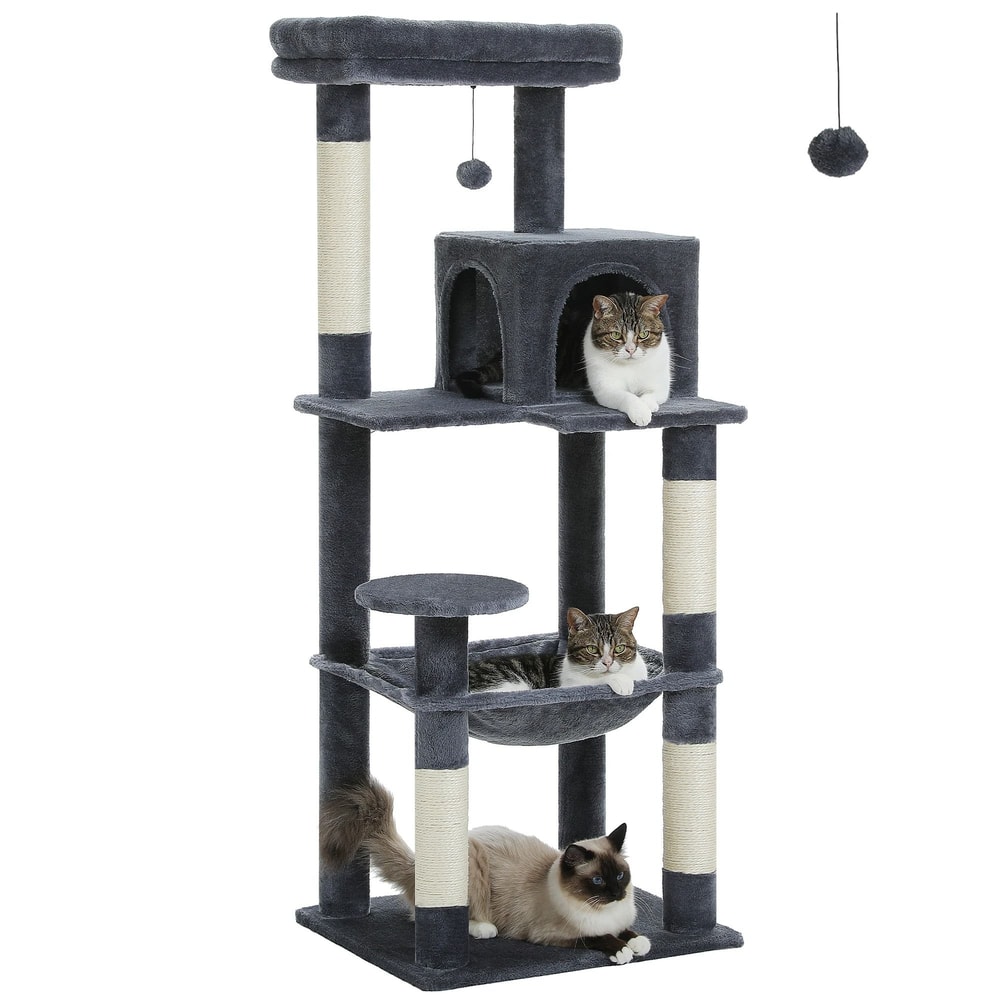 Multi Level Cat Tree Tower With Hammock And Scratching Posts For Indoor Cats 1