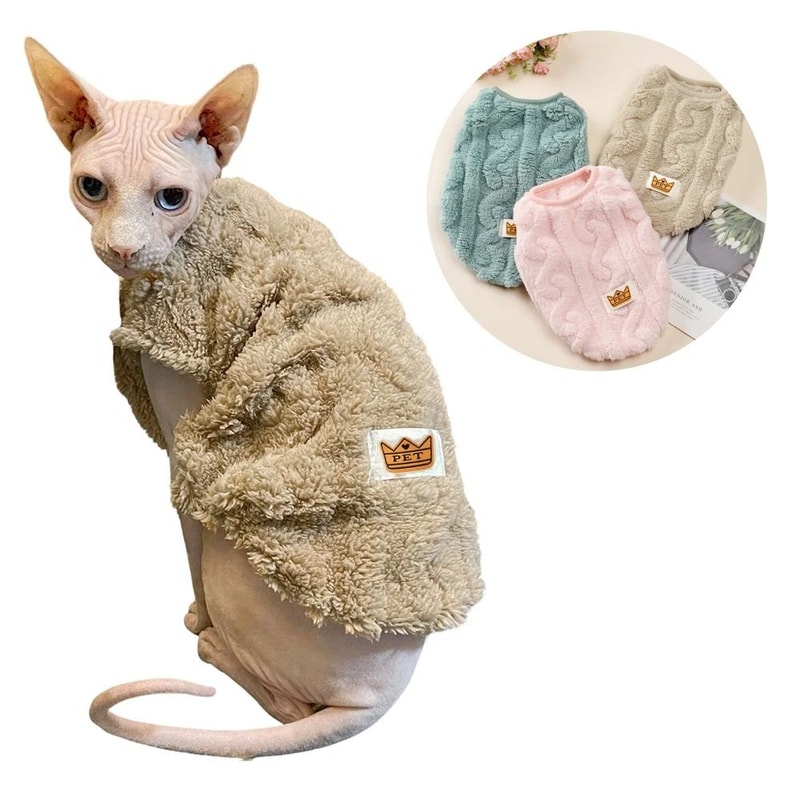 Warm Cat Sweater For Sphynx Cats Soft Fleece Pet Pullover For Small Dogs And Kittens 10