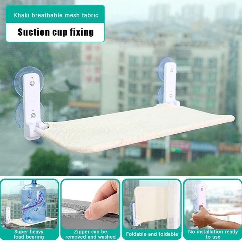 Foldable Window Cat Hammock With Suction Cups Suspended Cat Bed For Indoor Cats 2