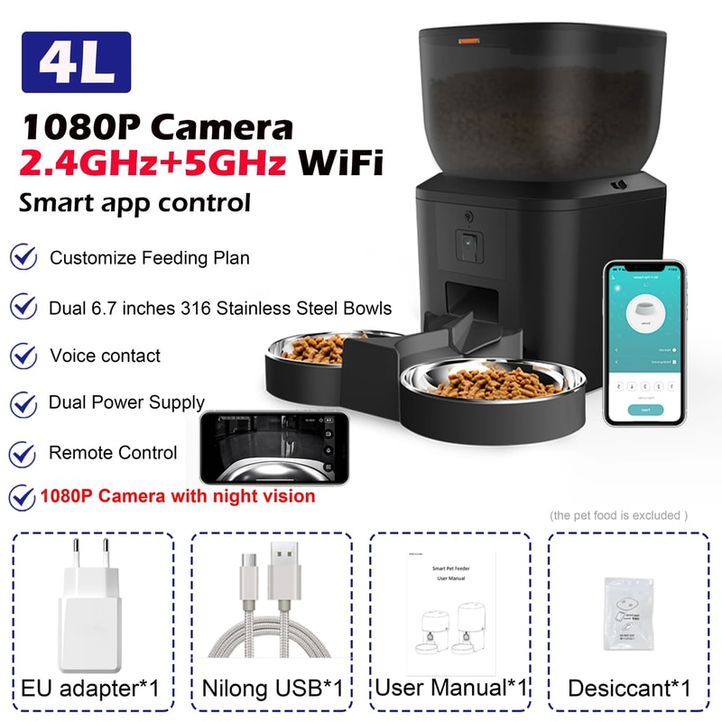 Furpipi 8L Smart Automatic Cat Feeder With HD Camera WiFi App Control Pet Food Dispenser 5