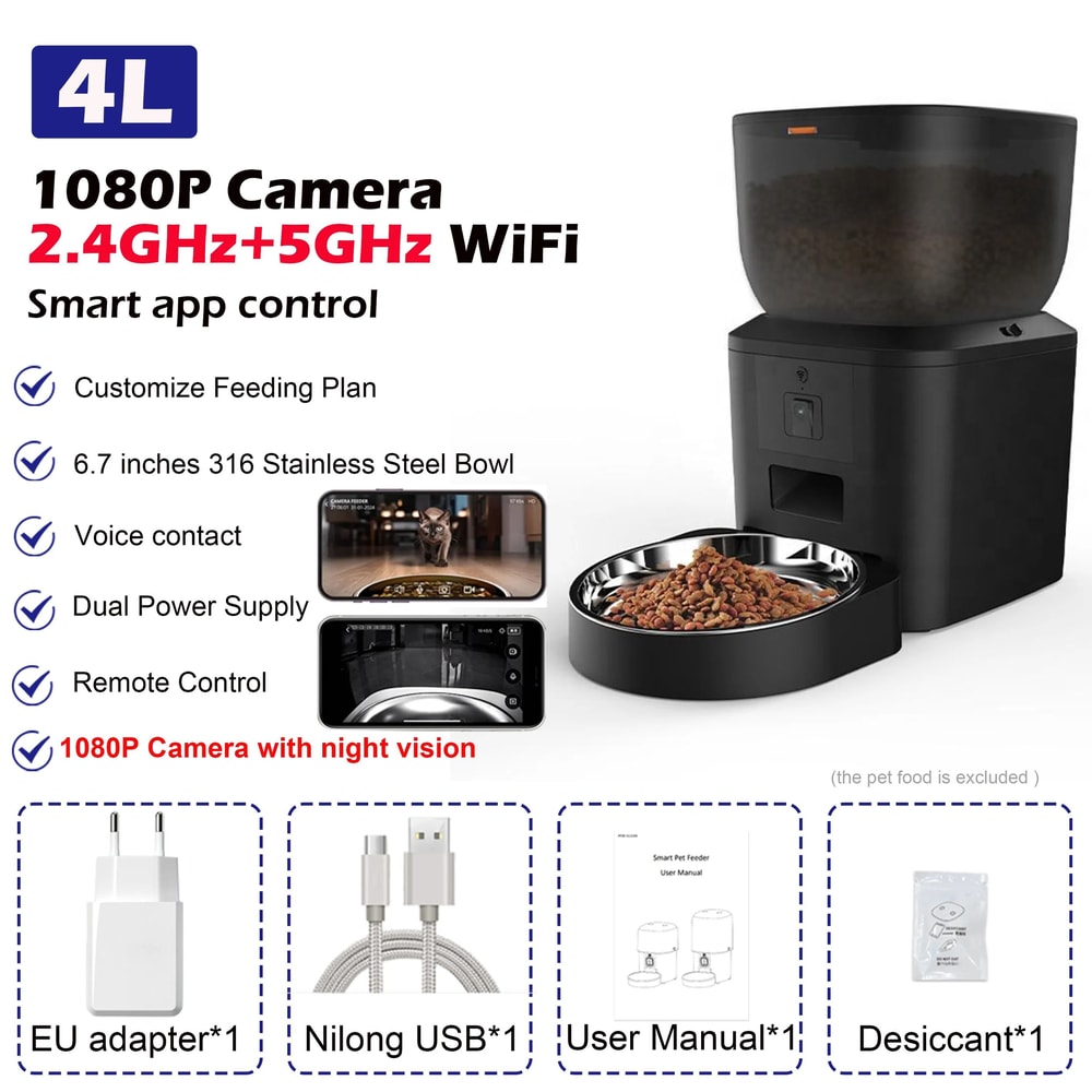 Furpipi 8L Smart Automatic Cat Feeder With HD Camera WiFi App Control Pet Food Dispenser 1
