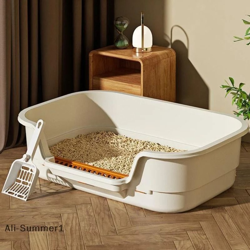 Large Semi Enclosed Cat Litter Box Odor Resistant Ventilated Cat Toilet For Indoor Cats 0