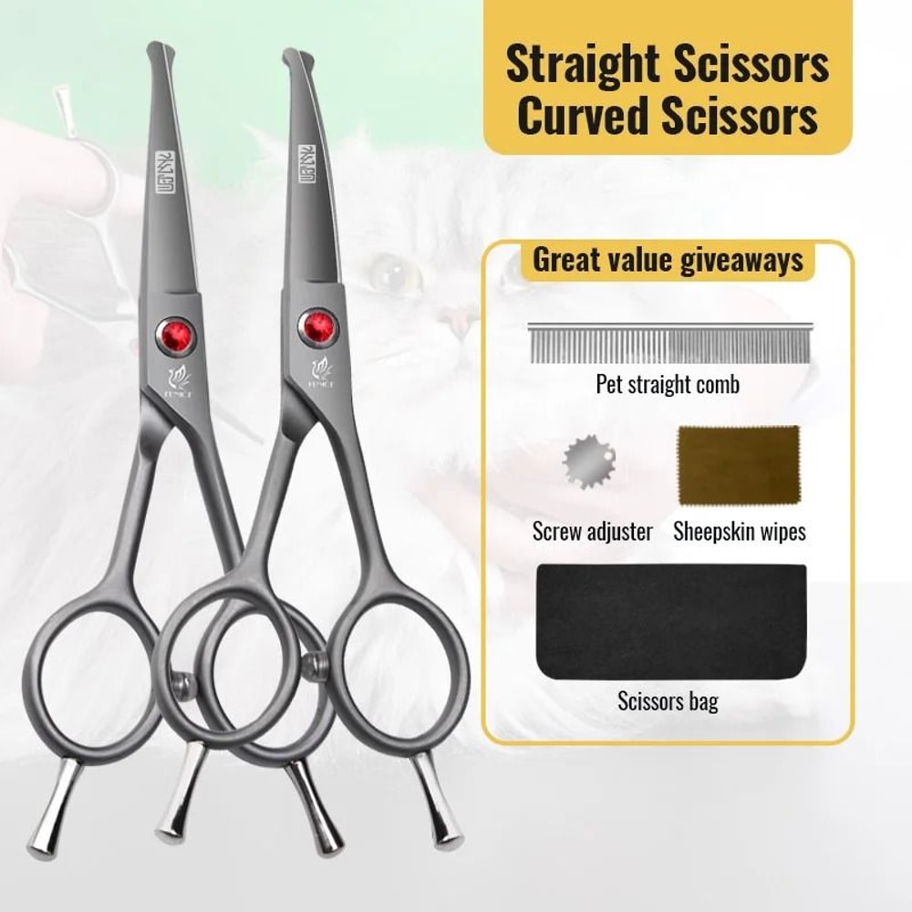 Fenice Pet Grooming Scissors Round Tip Safety Trimming Tool For Cat And Dog Face Care 4