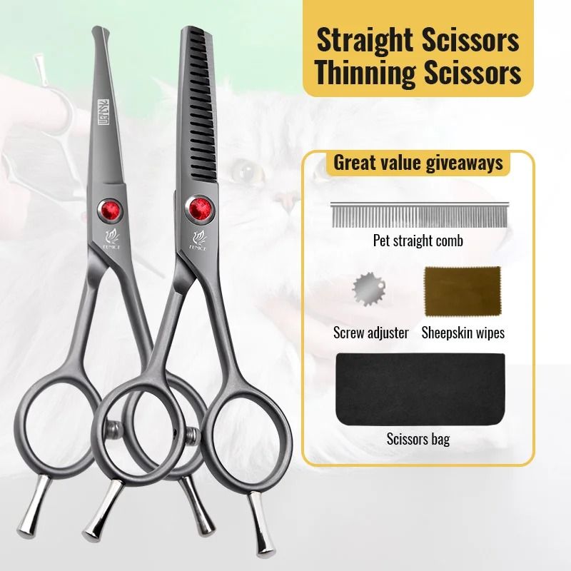 Fenice Pet Grooming Scissors Round Tip Safety Trimming Tool For Cat And Dog Face Care 6