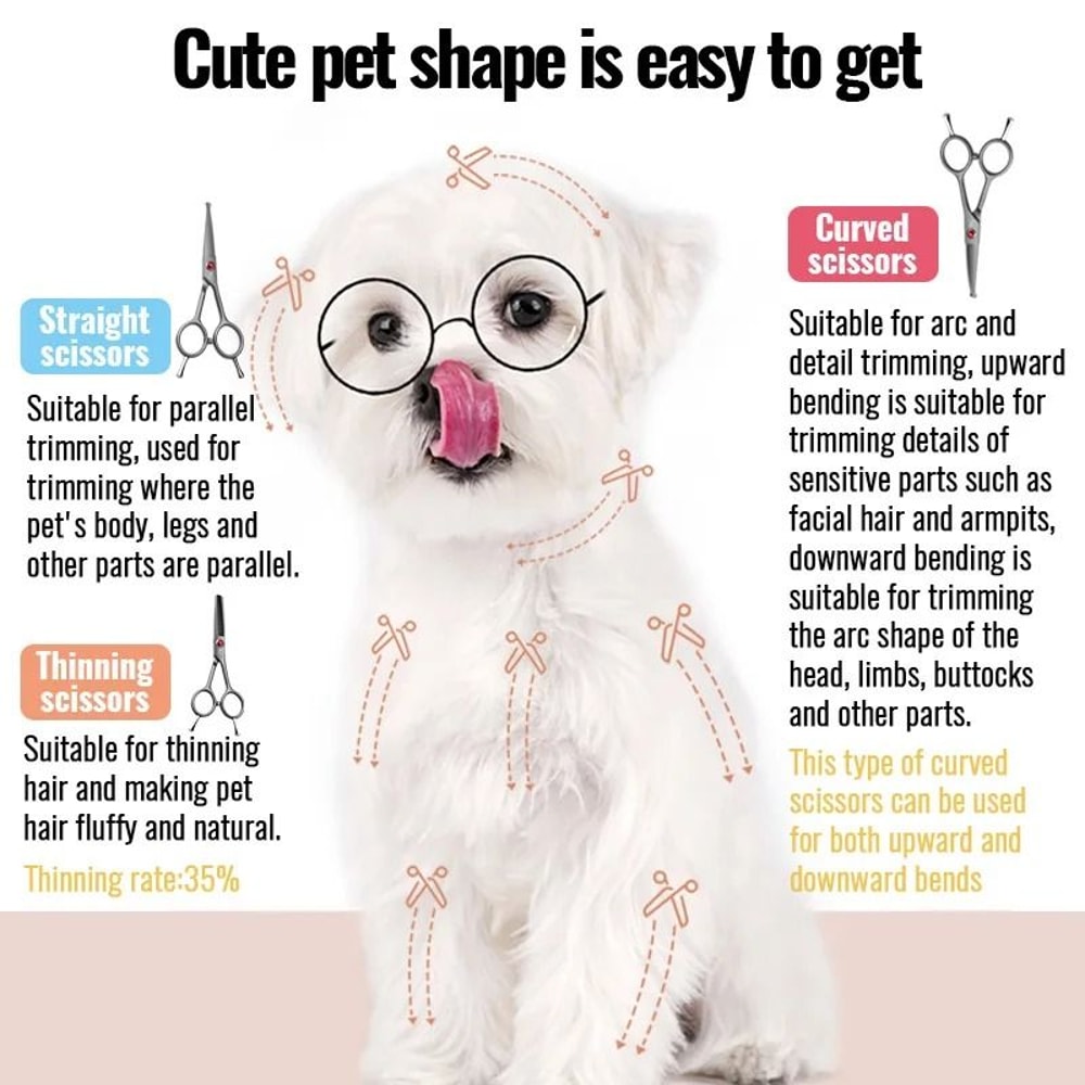 Fenice Pet Grooming Scissors Round Tip Safety Trimming Tool For Cat And Dog Face Care 8