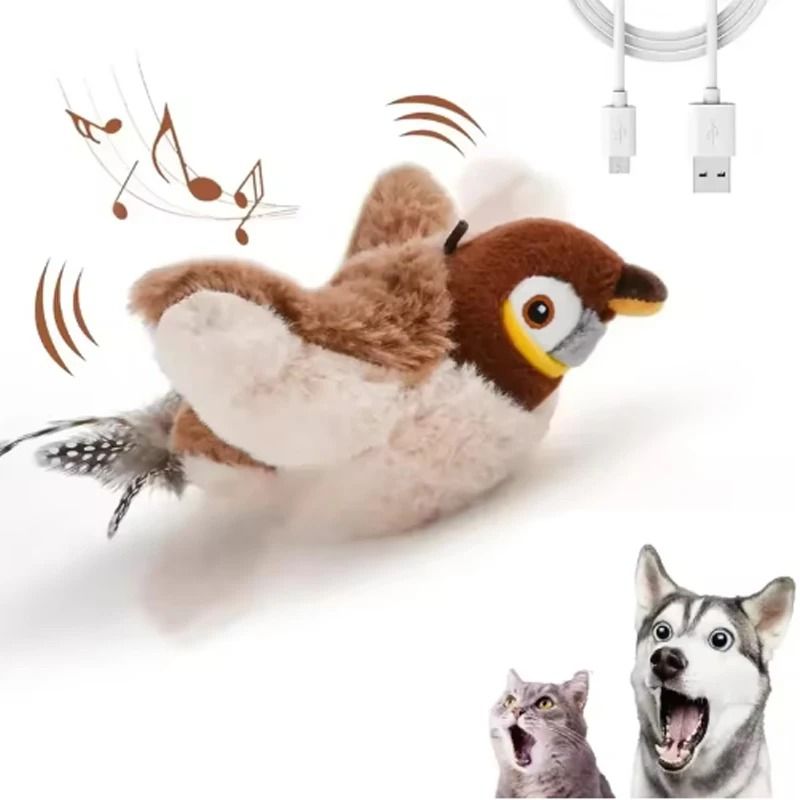Interactive Flapping Bird Cat Toy Plush For Self Play 6