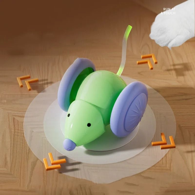 Rechargeable Interactive Mouse Car Cat Toy With Obstacle Avoidance 0