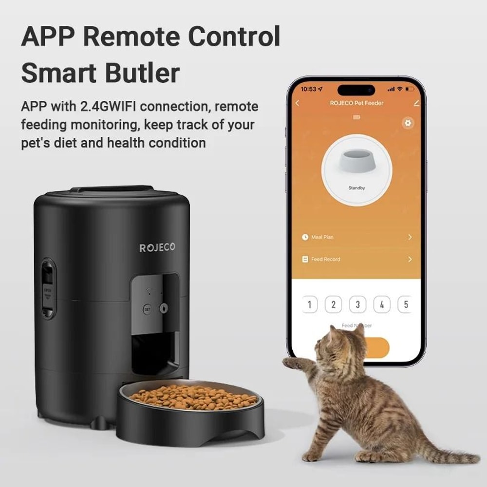 ROJECO Smart Automatic Pet Feeder With WiFi App Control 7
