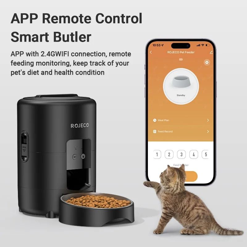 ROJECO Smart Automatic Pet Feeder With WiFi App Control 7
