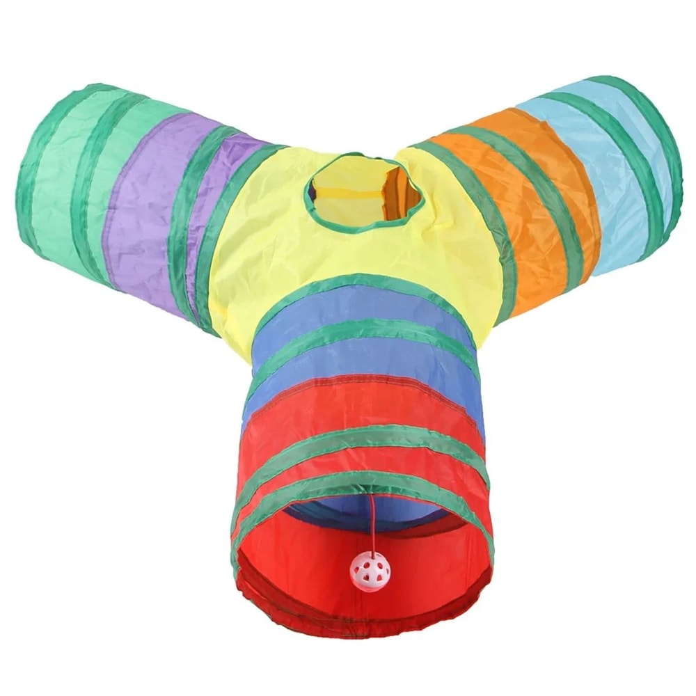 Rainbow Collapsible Cat Tunnel Play Toy For Cats And Puppies 3