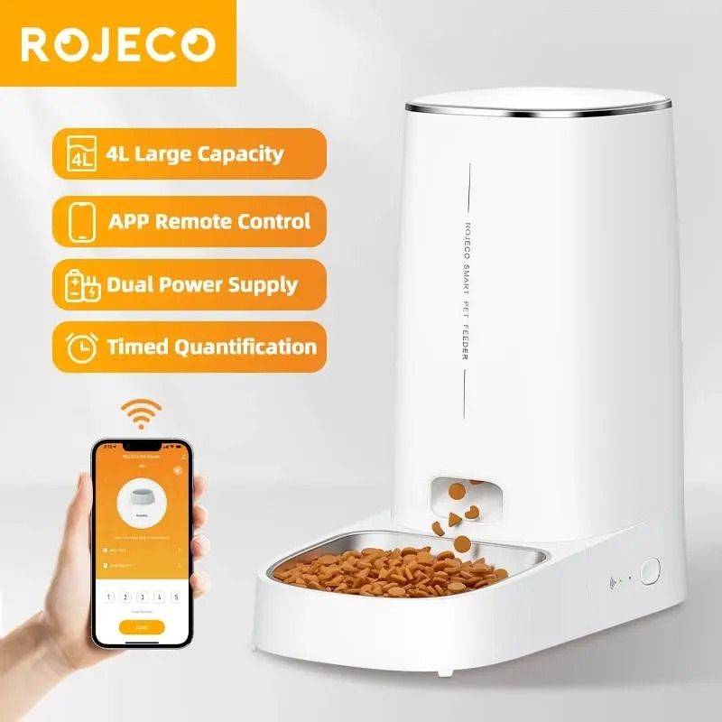 ROJECO Smart Automatic Pet Feeder With WiFi Remote Control 0