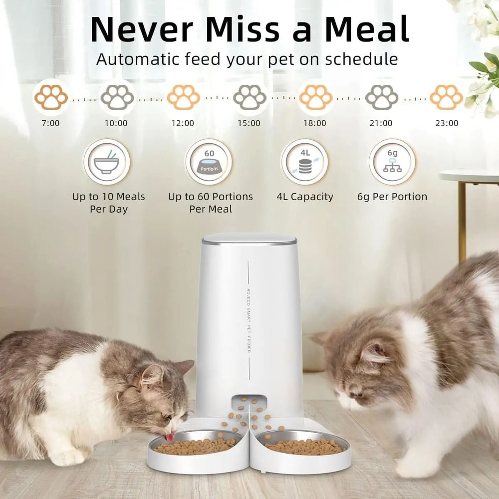 ROJECO Smart Automatic Pet Feeder With WiFi Remote Control 8