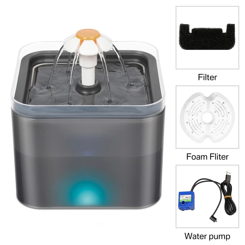 LED Automatic Cat Water Fountain With USB Filter System 2