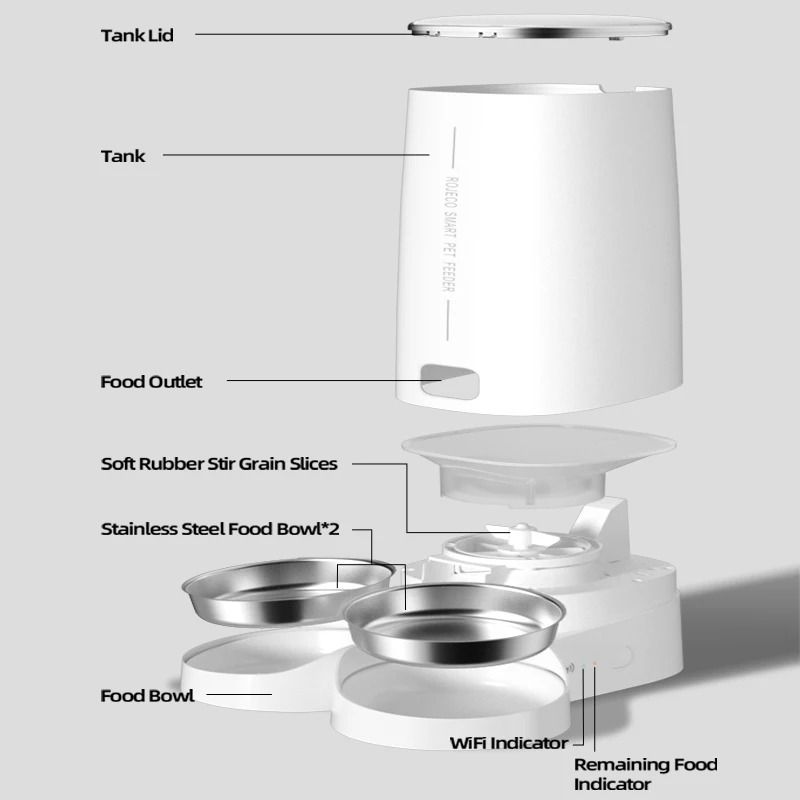 ROJECO Smart Automatic Double Pet Feeder With WiFi Control 4
