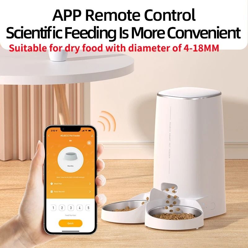 ROJECO Smart Automatic Double Pet Feeder With WiFi Control 7