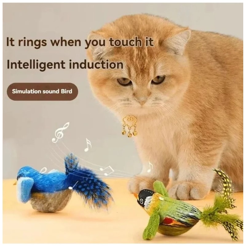 Interactive Realistic Bird Sound Catnip Plush Cat Toy 7