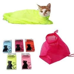 adjustable mesh cat grooming bath bag for safe washing and nail trimming