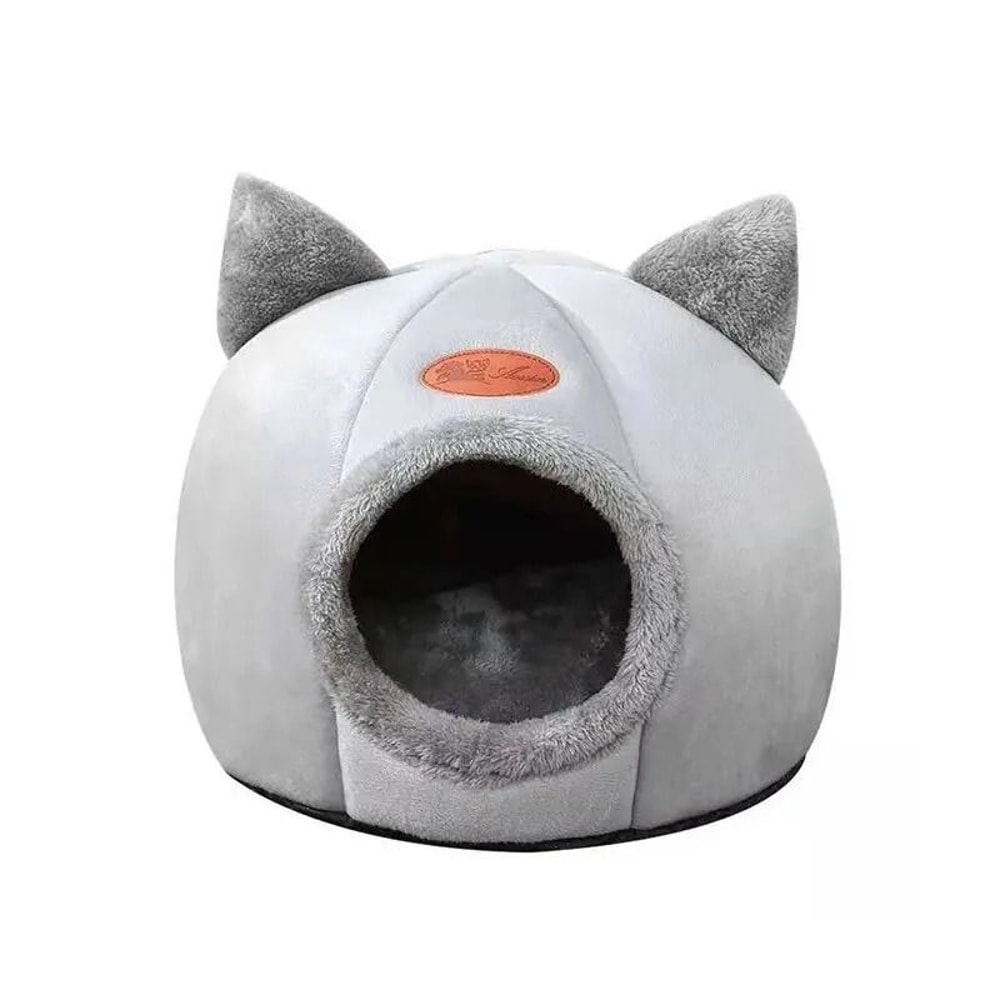 Cute Cat Head Shape Warm Sleep Cave Bed For Cats 0