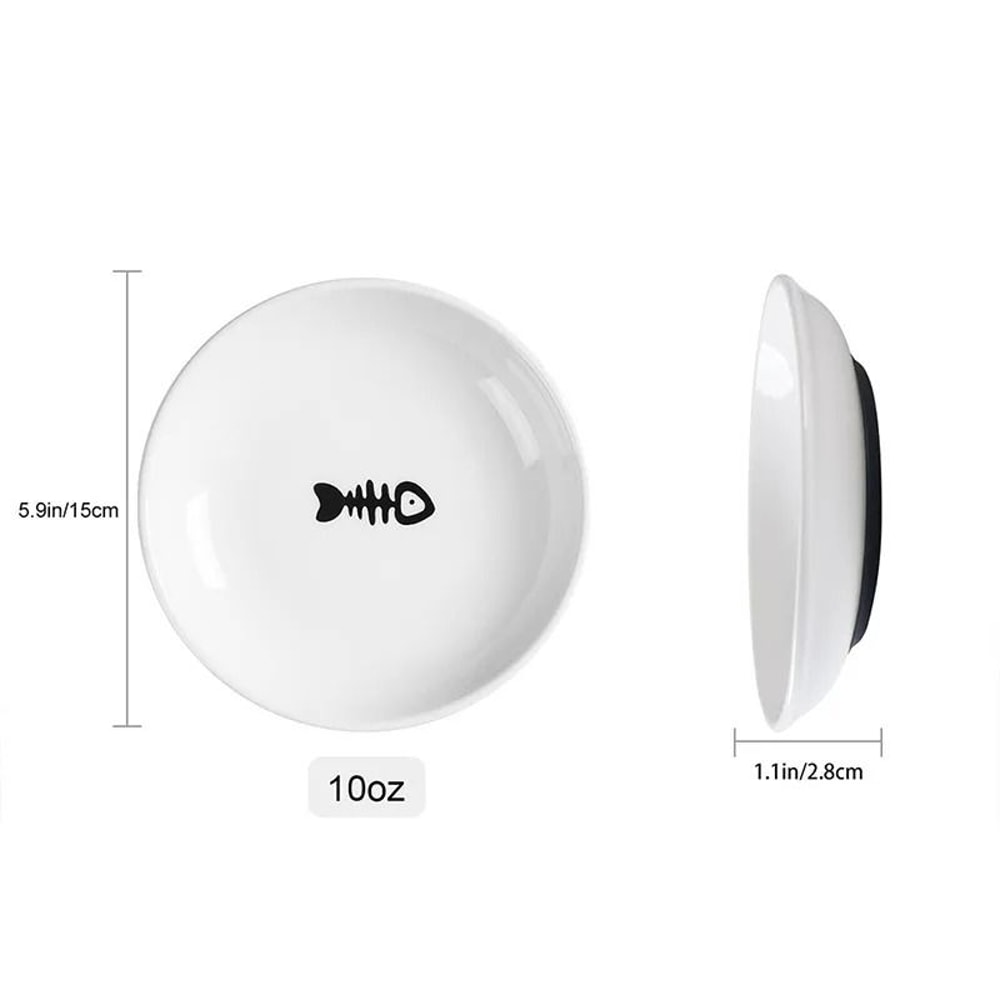Anti Tip Porcelain Cat Food Bowl With Silicone Base 3