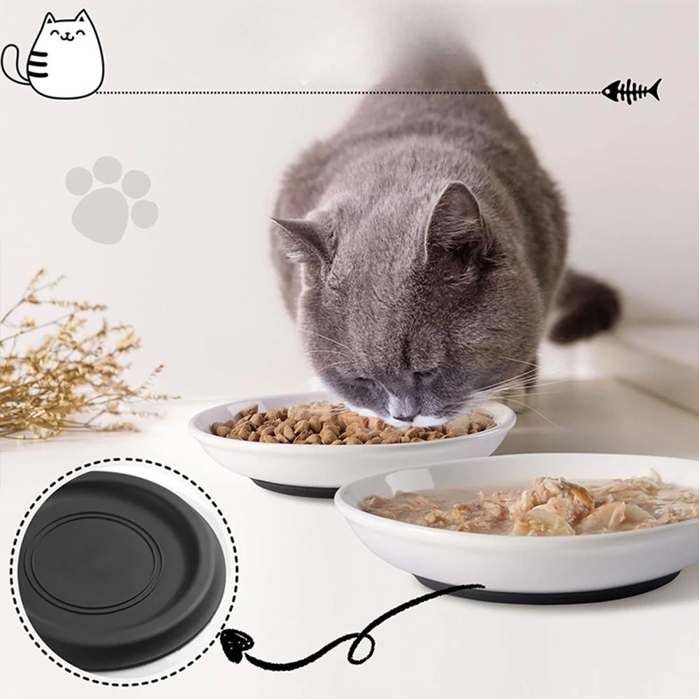Anti Tip Porcelain Cat Food Bowl With Silicone Base 9