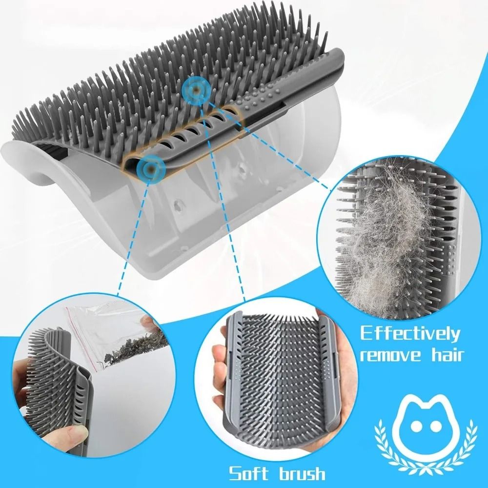 Self Grooming Cat Corner Scratcher Massage Comb With Catnip 11