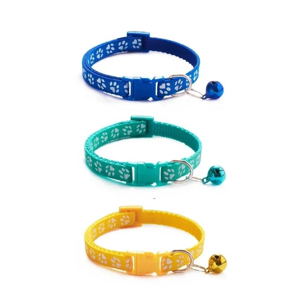 Colorful Paw Print Adjustable Pet Collar With Bell 15