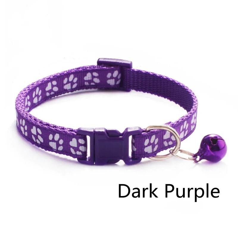 Colorful Paw Print Adjustable Pet Collar With Bell 3